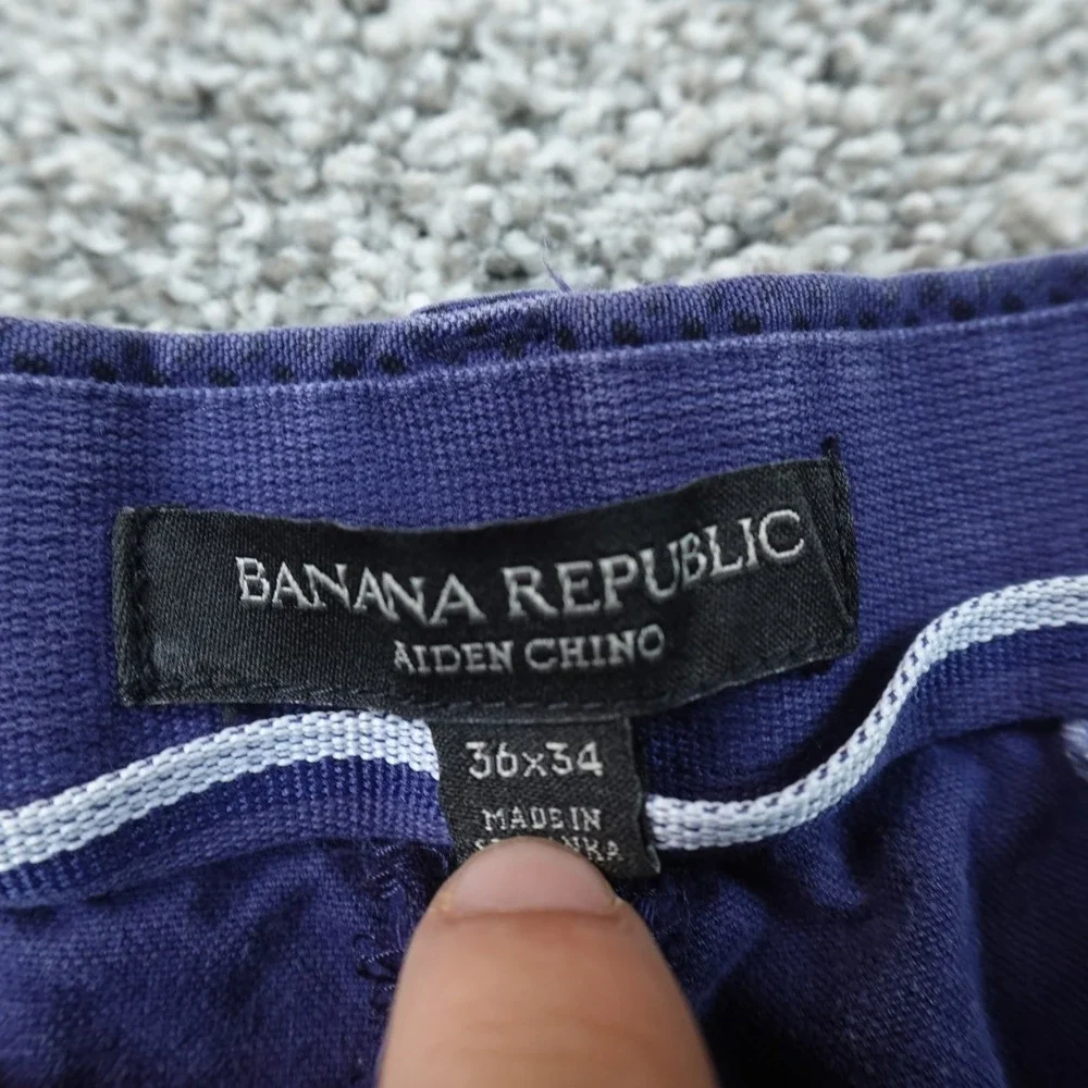 Banana Republic Pants Mens 36X34 Blue Aiden Chino Trouser Flat Front Dot Preppy